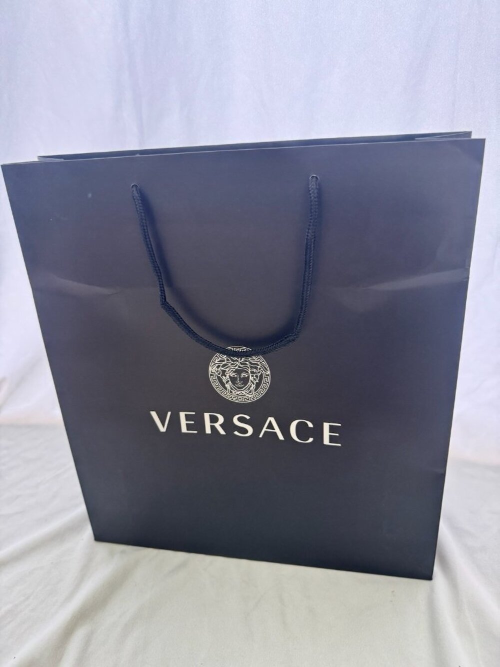 Versace Reusable Paper Shopping Bag Black 15.5" x 14" x 4"